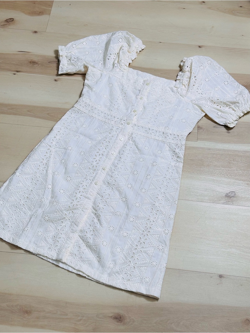 Spartina 449 Catrina Eyelet Dress Pearl White Sz S vintage-inspired French style - Picture 6 of 13